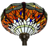Tiffany Emporium Red Dragonfly Tiffany-Style Torchiere Floor Lamp
