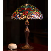 Tiffany Emporium 58cm Large Red Dragonfly Floral Tiffany Table Lamp
