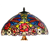 Tiffany Emporium 58cm Large Red Dragonfly Floral Tiffany Table Lamp