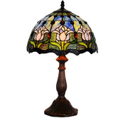 Tiffany Emporium Blue Tulip Tiffany-Style Bedside Lamp