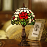 Tiffany Emporium 37cm Red Rose Tiffany-Style Mini Table Lamp