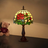 Tiffany Emporium 37cm Red Rose Tiffany-Style Mini Table Lamp