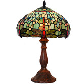 Tiffany Emporium Dragonfly Blue Tiffany-Style Bedside Lamp