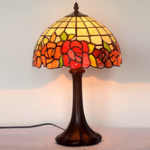 Tiffany Emporium Rosey Red Metal Tiffany-Style Bedside Lamp