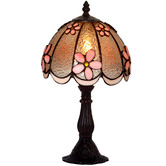 Tiffany Emporium 37cm Pink Daisy Tiffany-Style Mini Table Lamp