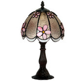 Tiffany Emporium 37cm Pink Daisy Tiffany-Style Mini Table Lamp