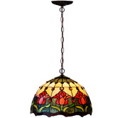 Tiffany Emporium Red Tulip Tiffany-Style Pendant Light