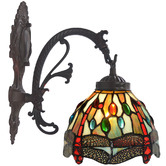 Tiffany Emporium Colourful Dragonfly Tiffany-Style Wall Sconce