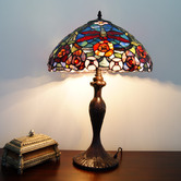 Tiffany Emporium Lee Dragonfly Tiffany Table Lamp