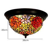 Tiffany Emporium Rose Tiffany-Style Flush Mount Ceiling Light