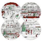 Noritake 4 Piece Le Restaurant Xmas 20cm Porcelain Cake Plate Set