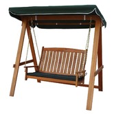 Sage Breeze Outdoor Rivers 2 Seat Hardwood Swing with Canopy &amp; Cushion