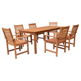 Sage Breeze Outdoor 6 Seater Jasper Shorea Wood Outdoor Dining Table &amp; Chair Set