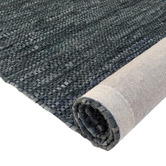 Atlas Flooring Dark Grey Angus Flat Weave Leather &amp; Cotton Rug