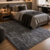 Atlas Flooring Silver &amp; Grey Sousa Power-Loomed Faux Fur Rug