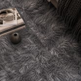 Atlas Flooring Silver &amp; Grey Sousa Power-Loomed Faux Fur Rug