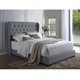 Rawson & Co Grey Harlow Winged Bed Frame | Temple & Webster