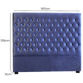 Rawson &amp; Co Blue Modern Classic Mansory Velvet Bedhead