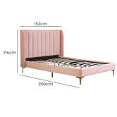 Rawson &amp; Co Pink Modern Classic Herman Velvet Bed Frame