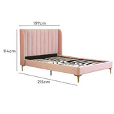 Rawson &amp; Co Pink Modern Classic Herman Velvet Bed Frame