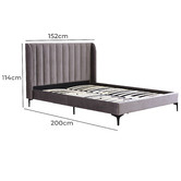 Rawson &amp; Co Grey Modern Classic Herman Velvet Bed Frame