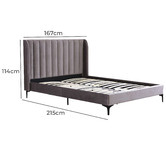 Rawson &amp; Co Grey Modern Classic Herman Velvet Bed Frame