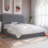 Rawson &amp; Co Grey Oxford Gas Lift Storage Bed Frame