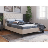 Rawson &amp; Co Light Beige Oxford Bed Frame