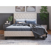 Rawson &amp; Co Light Beige Oxford Bed Frame