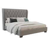 Rawson & Co Grey Harlow Winged Bed Frame | Temple & Webster