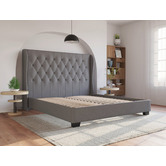 Rawson & Co Grey Harlow Winged Bed Frame | Temple & Webster