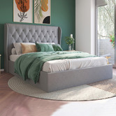 Rawson & Co Grey Harlow Winged Gas Lift Storage Bed | Temple & Webster