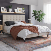 Rawson &amp; Co Beige Kylie Buttoned Upholstered Bed Frame