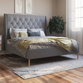 Rawson & Co Grey Lisbon Upholstered Bed Frame | Temple & Webster