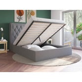 Rawson &amp; Co Grey Harlow Winged Gas Lift Storage Bed Frame