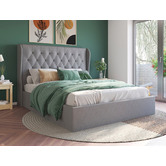 Rawson &amp; Co Grey Harlow Winged Gas Lift Storage Bed Frame
