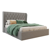 Rawson & Co Grey Harlow Winged Gas Lift Storage Bed | Temple & Webster