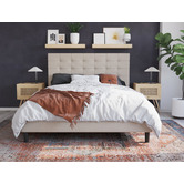 Rawson &amp; Co Beige Kylie Buttoned Upholstered Bed Frame