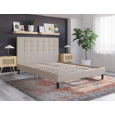 Rawson &amp; Co Beige Kylie Buttoned Upholstered Bed Frame