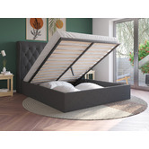Rawson &amp; Co Charcoal Harlow Winged Gas Lift Storage Bed Frame