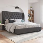 Rawson & Co Charcoal Harlow Winged Bed Frame | Temple & Webster