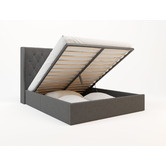 Rawson &amp; Co Charcoal Harlow Winged Gas Lift Storage Bed Frame