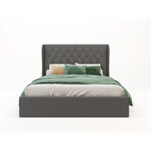 Rawson &amp; Co Charcoal Harlow Winged Gas Lift Storage Bed Frame