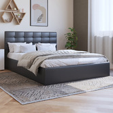 Rawson &amp; Co Black Amalfi Buttoned Faux Leather Gas Lift Bed Frame