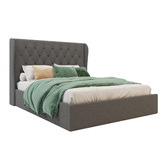 Rawson &amp; Co Charcoal Harlow Winged Gas Lift Storage Bed Frame