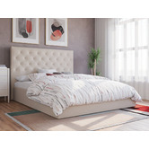 Rawson &amp; Co Beige Oxford Gas Lift Storage Bed Frame