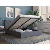 Rawson &amp; Co Grey Kylie Upholstered Gas Lift Storage Bed Frame