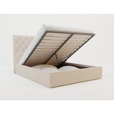 Rawson &amp; Co Beige Oxford Gas Lift Storage Bed Frame
