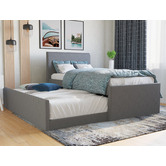 Rawson &amp; Co Grey Selina Upholstered King Single Bed with Trundle