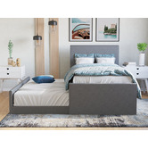 Rawson &amp; Co Grey Selina Upholstered King Single Bed with Trundle